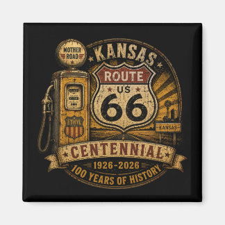 Aimant Route 66 vintage de la route du Kansas