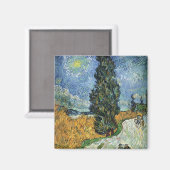 Aimant Route avec cyprès de Van Gogh Impressionnisme (Recto/Verso)