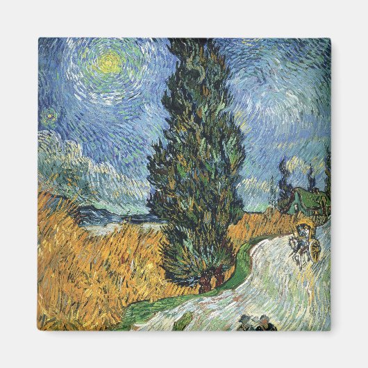 Aimant Route avec cyprès de Van Gogh Impressionnisme (Devant)
