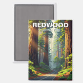 Aimant Route dans le parc national de Redwood (Recto/Verso)