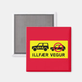 Aimant Route difficile, Signal de circulation, Islande (Recto/Verso)