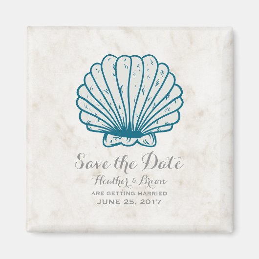 Aimant Royal Blue Rustic Seashell Enregistrer la date (Devant)