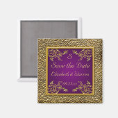 Aimant Royal Purple and Gold Floral Enregistrer l'aimant  (Recto/Verso)