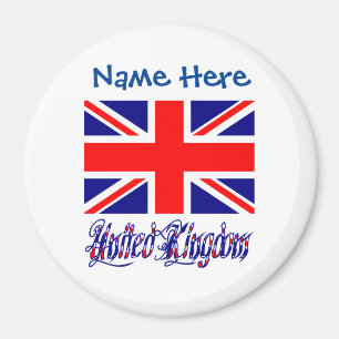 Aimant Royaume-Uni Bleu Drapeau Personnalisation