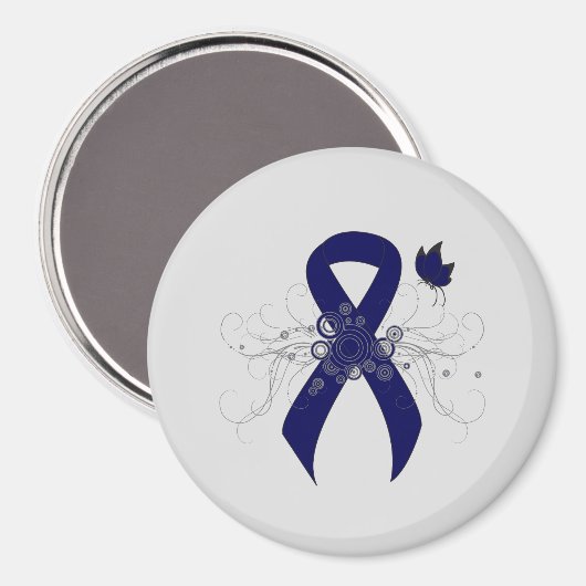 Aimant Ruban bleu foncé avec papillon (Recto/Verso)