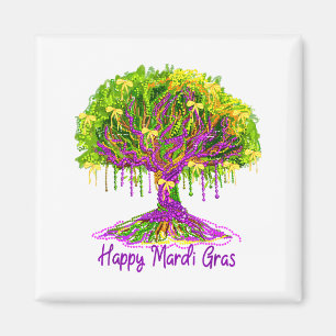 Aimant Ruban Coquette Joyeux Mardi Gras Perles d'Arbre Ca