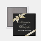 Aimant Ruban crème Enregistrer La Date Annonce Du Mariage (Recto/Verso)