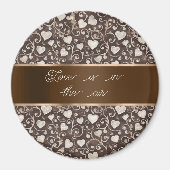 Aimant Ruban de cœurs crème marron   (Devant)