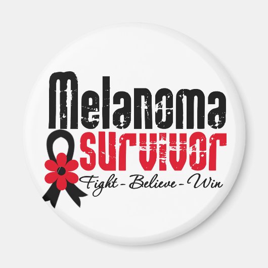 Aimant Ruban de la fleur de Melanoma Surviva (Devant)