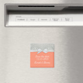 Aimant Ruban de luxe Argent/Corail Damask Enregistrer la (In Situ (Lave-vaisselle))