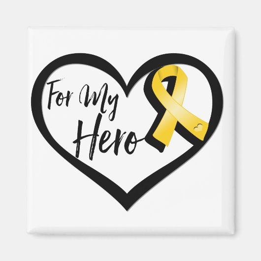 Aimant Ruban de sensibilisation à l'or pour mon héros (Devant)