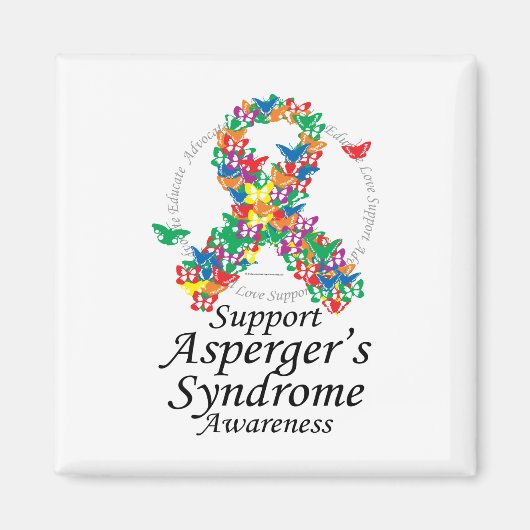 Aimant Ruban du syndrome d'Asperger de papillons (Devant)