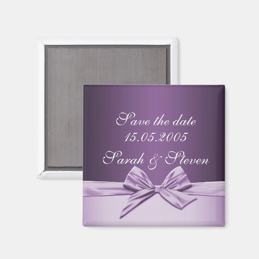 Aimant Ruban élégant violet luxueux Enregistrer la date (Recto/Verso)