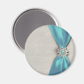 Aimant ruban en satin bleu avec copie de bijou (Recto/Verso)