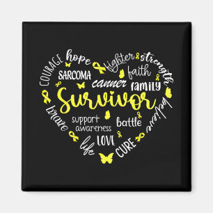 Aimant Ruban jaune Coeur Sarcome Cancer Sensibilisation W