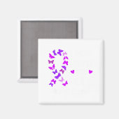 Aimant Ruban papillon violet de sensibilisation à la mala (Recto/Verso)