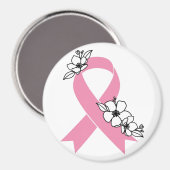 Aimant Ruban rose aux fleurs (Recto/Verso)