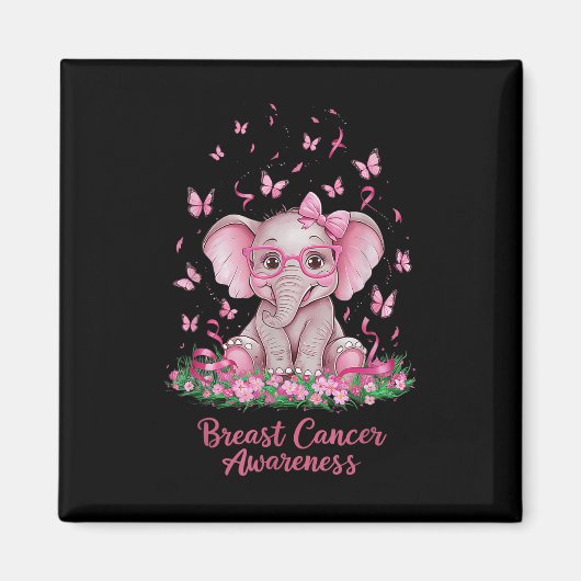 Aimant Ruban rose Cancer du sein Sensibilisation Cure Ele (Devant)