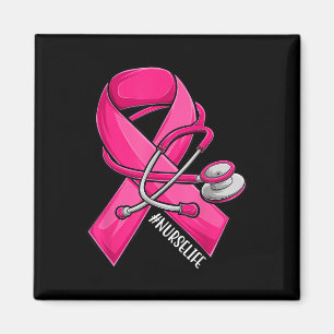 Aimant Ruban rose Stethoscope Infirmière Vie Cancer du se