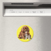 Aimant Ruby Cavalier Spaniel et son chiot Blenheim (In Situ (Lave-vaisselle))