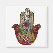 Aimant Ruby Pomegranate Heart Red Bird Hamsa (Devant)