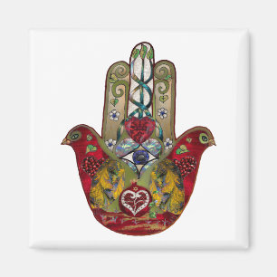 Aimant Ruby Pomegranate Heart Red Bird Hamsa