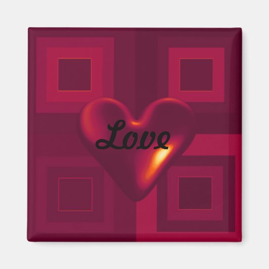 Aimant Ruby Red Puffy Heart (Devant)