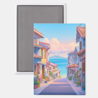 Aimant Rue côtière pastel d'Okinawa