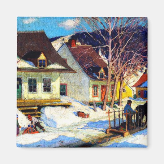 Aimant Rue du village de Québec - Oeuvre de Clarence Gagn (Devant)