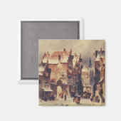 Aimant Rue enneigée à Haarlem par Charles Leickert (Recto/Verso)