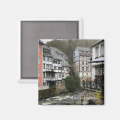 Aimant Rues de Monschau avec maisons à colombages et rivi (Recto/Verso)