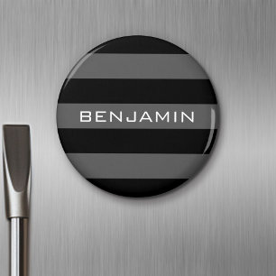 Aimant Rugby noir et gris avec nom personnalisé