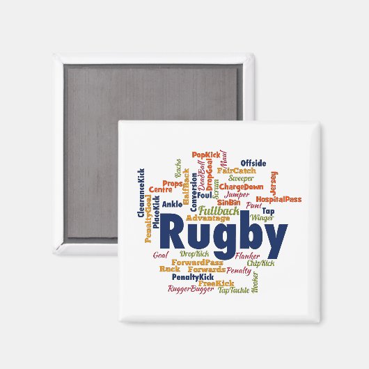 Aimant Rugby Word Cloud (Recto/Verso)
