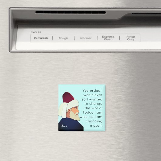 Aimant Rumi cite : Hier j'étais intelligent... (In Situ (Lave-vaisselle))