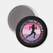 Aimant Running Mindset - Citation d'endurance de la fille (Recto/Verso)