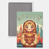 Aimant Russie Moscou Matroyshka Poupée Voyage (Recto/Verso)