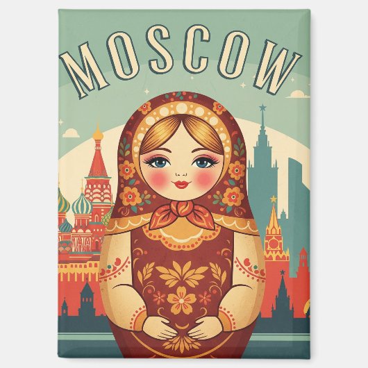 Aimant Russie Moscou Matroyshka Poupée Voyage (Recto)