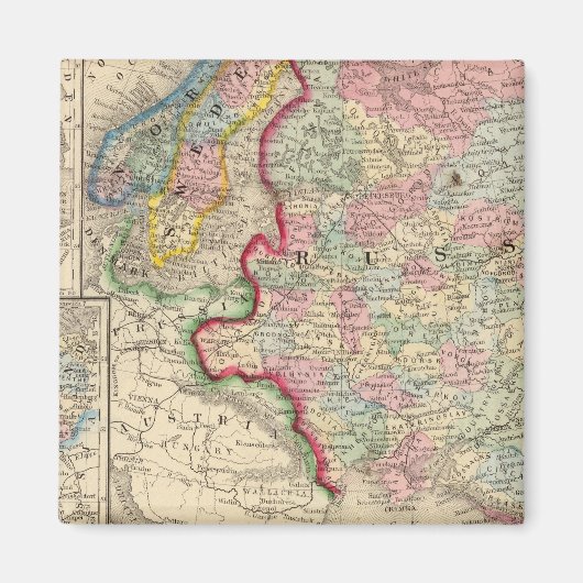 Aimant Russie, Suède, Norvège Carte par Mitchell (Devant)