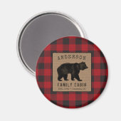 Aimant Rustic Bear Family Cabine Red Buffalo Plaid Burlap (Recto/Verso)