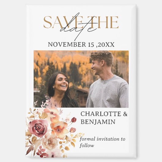 Aimant Rustic Fall Sauvegarder Le Mariage Date (Recto)