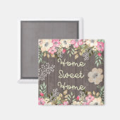 Aimant Rustic Look Home Sweet Home Floral Bois (Recto/Verso)