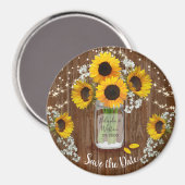Aimant Rustic Mason Jar Sunflower Enregistrer la date Mar (Recto/Verso)