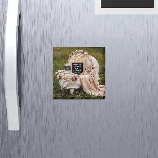 Aimant Rustic Neutral pregnancy announcement keepsake 