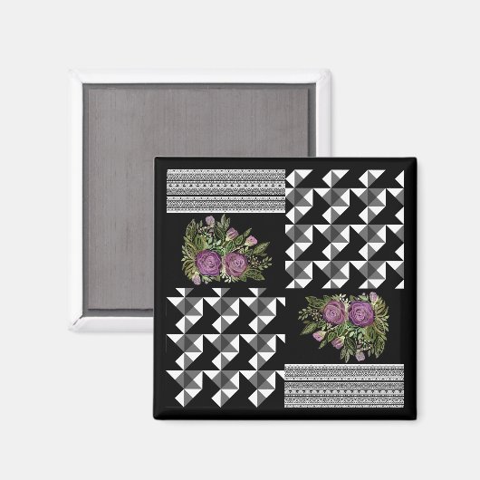 Aimant Rustic, patchwork, rose (Recto/Verso)