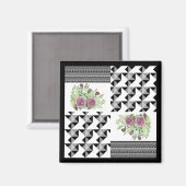 Aimant Rustic, patchwork, rose (Recto/Verso)