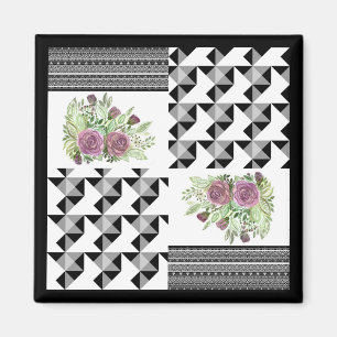 Aimant Rustic, patchwork, rose
