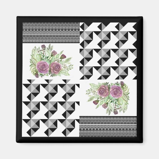 Aimant Rustic, patchwork, rose (Devant)