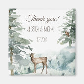 Aimant Rustic Pine Deer Owl Mountain Thank You (Devant)