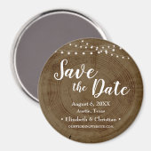 Aimant Rustic String of lights Wood Barn Save the date (Recto/Verso)