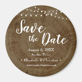 Aimant Rustic String of lights Wood Barn Save the date (Devant)